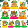 10 Pcs Hawaiian Luau Honeycomb Table Centerpiece Tiki Table Centerpieces Tiki Bar Decorations Luau Party Decorations for Adults Tiki Totem Decor Summer Tropical Honeycomb Centerpiece Beach Theme Decor view 1
