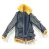 1/12 Scale Miniature Custom Handmade Black Slim Leather Jacket Fur Trim for Mezco NOTA Slim Body Figures view 1