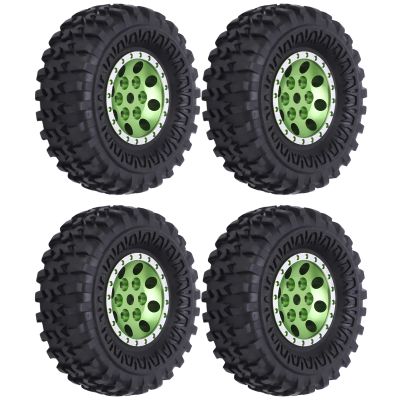 VGEBY RC Car Wheels Tires, 4Pcs 55mm RC Rubber Tires Wheel Rims with Brass Combiner for SCX24 1/24 RC Car(Green) Brass Wheels 1/24