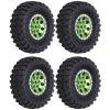 VGEBY RC Car Wheels Tires, 4Pcs 55mm RC Rubber Tires Wheel Rims with Brass Combiner for SCX24 1/24 RC Car(Green) Brass Wheels 1/24 view 1