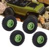 VGEBY RC Car Wheels Tires, 4Pcs 55mm RC Rubber Tires Wheel Rims with Brass Combiner for SCX24 1/24 RC Car(Green) Brass Wheels 1/24 view 2