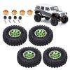 VGEBY RC Car Wheels Tires, 4Pcs 55mm RC Rubber Tires Wheel Rims with Brass Combiner for SCX24 1/24 RC Car(Green) Brass Wheels 1/24 view 3