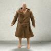 1/12 Scale Miniature Custom Handmade Brown Wired Trench Coat for 6-7 inch Muscular Wrestling Action Figure Body view 2