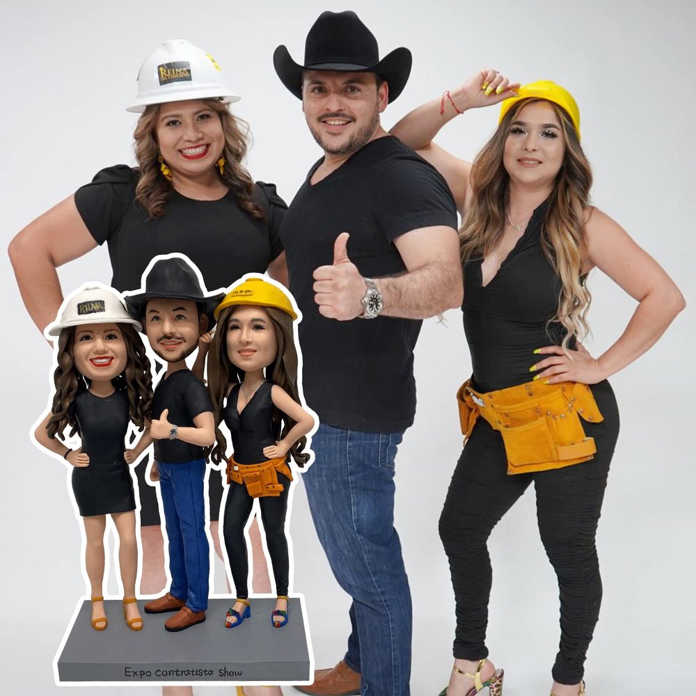 INCOOSTORE 6" Full Custom Bobblehead Figurine Personalized Gifts for Family Bobble Head Figure Handmade Gift for Best Team