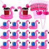 Honeydak 100 Pcs Flamingo Inflatable Drink Holder Bulk Flamingo Floats Coaster with Straws Swimming Pool Cup Holder Party Decorations for Summer Hawaii Birthday Wedding Bachelorette Tableware view 1