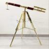 Maritime Brass Double Barrel Telescope Leather Designer Telescope with Tripod Floor Standing Telescopic tripods Base view 1