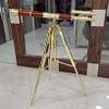 Maritime Brass Double Barrel Telescope Leather Designer Telescope with Tripod Floor Standing Telescopic tripods Base view 2