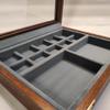 Wooden and glass casket jewelry box (Avio blue velvet in photo) view 2
