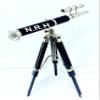 Brass Spyglass Maritime Nautical Double Barrel Telescope with Wooden Tripod Stand Nickle Finish Decor view 2