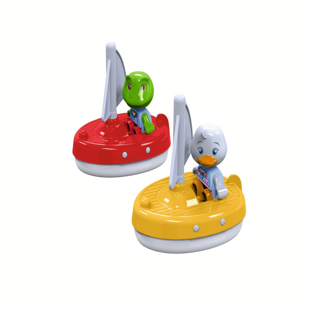 AquaPlay - 2 Sailing Boats + 2 Figures - Accessories for AquaPlay Waterways or for the Bathtub, 2 Sailing Boats and Nils and Lotta, for Children from 3 Years