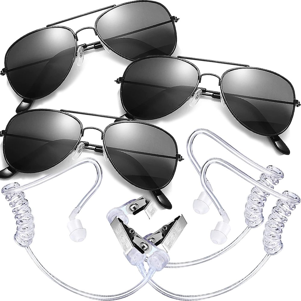 Boompark Ring Wedding Bearer Security: Ring Gifts Bearer Sun Glasses + EarPiece Cosplay + Ring Wedding Bearer Badge Police Fbi