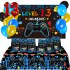 BBTO 13th Video Game Birthday Party Decorations Supplies for Boys 69 Pieces Level 13 up Gaming Birthday Party Decors Video Game Backdrop Table Cover Blue Gamer Balloons Favor Bags view 1