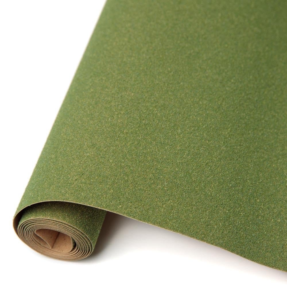 Artificial Moss Green Grass Mat for Dollhouse Lawns, Railroad Train Landscapes and Scenery for Models Dioramas | 12" x 50"