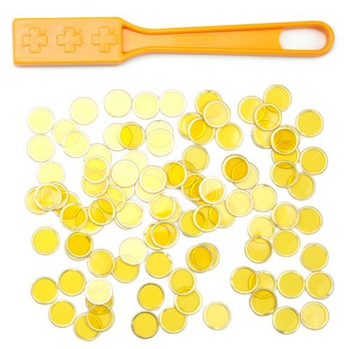Magnetic Bingo Wand with 100 Metallic Bingo Chips, Yellow