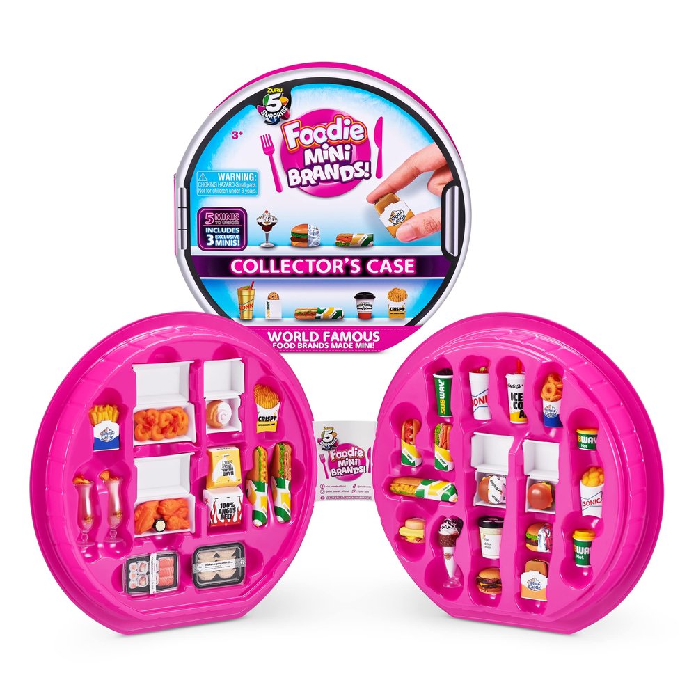 5 Surprise 77288 Brands Includes 5 Mystery Foodie Collector's Case, Store and Display 30 Mini Collectibles, Fast Food Toys and Shopping Accessories