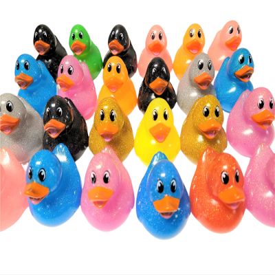 Colorful Glitter Rubber Duckies (2.5") Assorted Neon Color Ducks Ducky Duck (50)