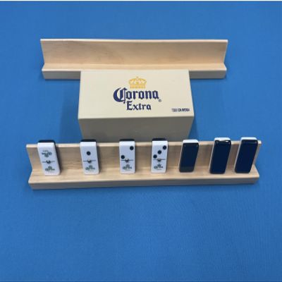 Domino Corona Hecho en Mexico with 2 Wood Holders * Size : 1 3/4 x 7/8 x 1/2 Inches - Smaller Than The Standard Size
