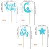 Confetti! 24 PCS Baby Shower Boy Cupcake Toppers with Moon Glitter Star Sweet Baby Boy Cupcake Picks Baby Shower Kids Boys Birthday Party Cake Decorations Supplies Blue (Sweet Baby Boy) view 2