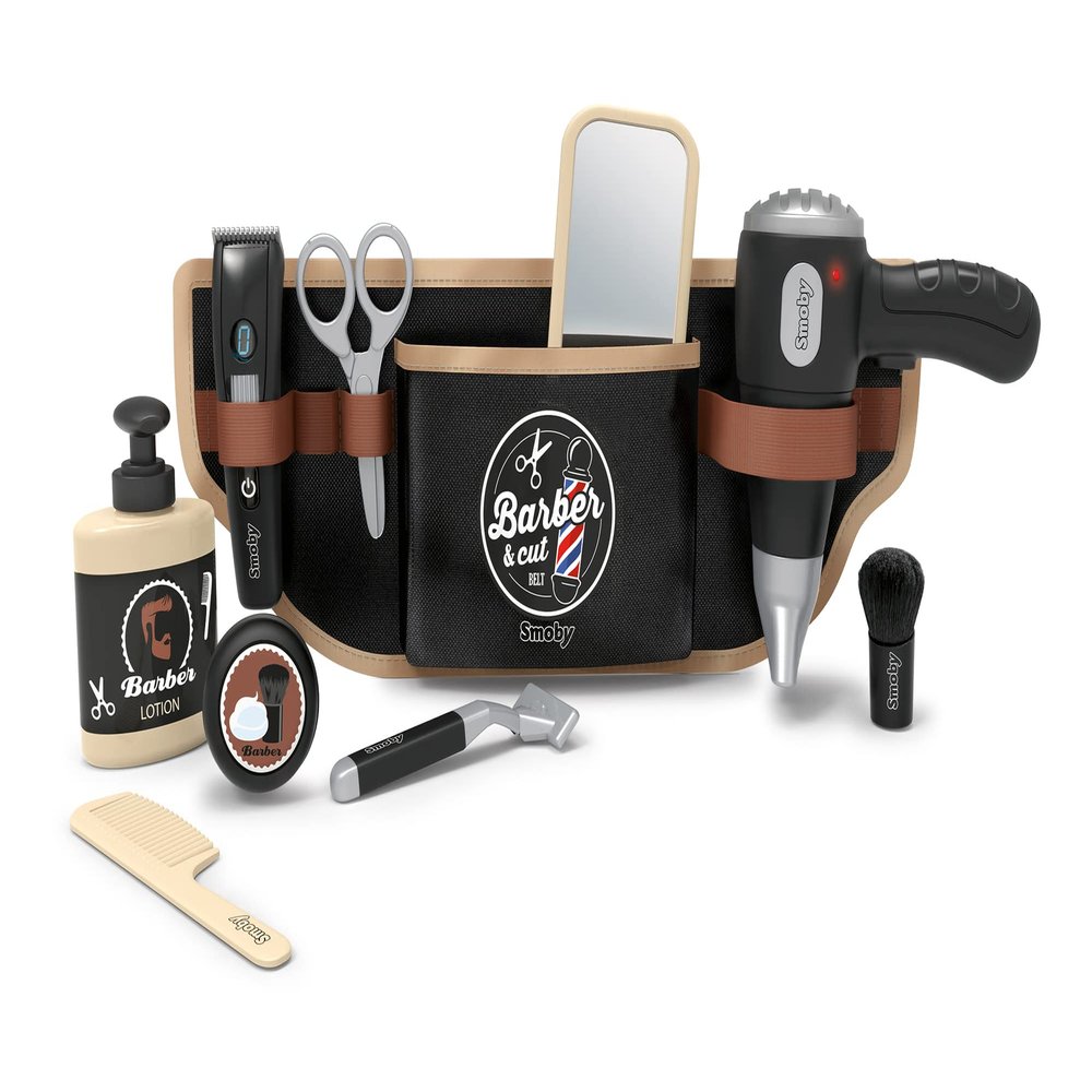 Smoby 320152 - Barber & Cut Center, Black, Hair Salon, Dressing Table, Shaving, Barber