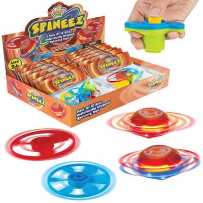 IPIDIPI TOYS Spineez Light Up Flying Saucer Spinning Tops  12-Pack UFO Spinner Toys, Easter Basket Stuffers for Kids, Birthday Party Favors, Goodie Bag Stuffers, School Prizes  Orange