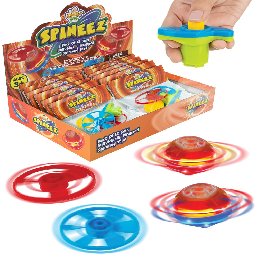IPIDIPI TOYS Spineez Light Up Flying Saucer Spinning Tops  12-Pack UFO Spinner Toys, Easter Basket Stuffers for Kids, Birthday Party Favors, Goodie Bag Stuffers, School Prizes  Orange