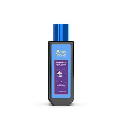Blue Nectar Ayurvedic Baby Hair Oil with Organic Ghee, Almond Oil, Coconut Oil & Olive Oil for Hair and Scalp(18 Herbs, 3.38 Fl Oz)