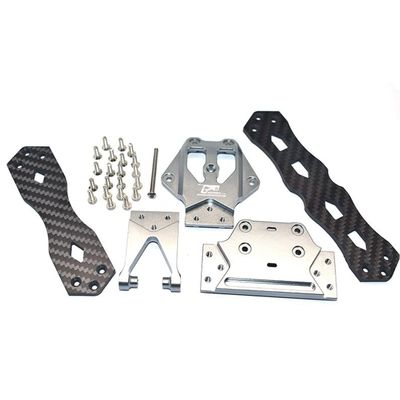 GPM Aluminum Alloy + Carbon Fiber Sub Chassis Grey : Losi 1/10 Lasernut U4
