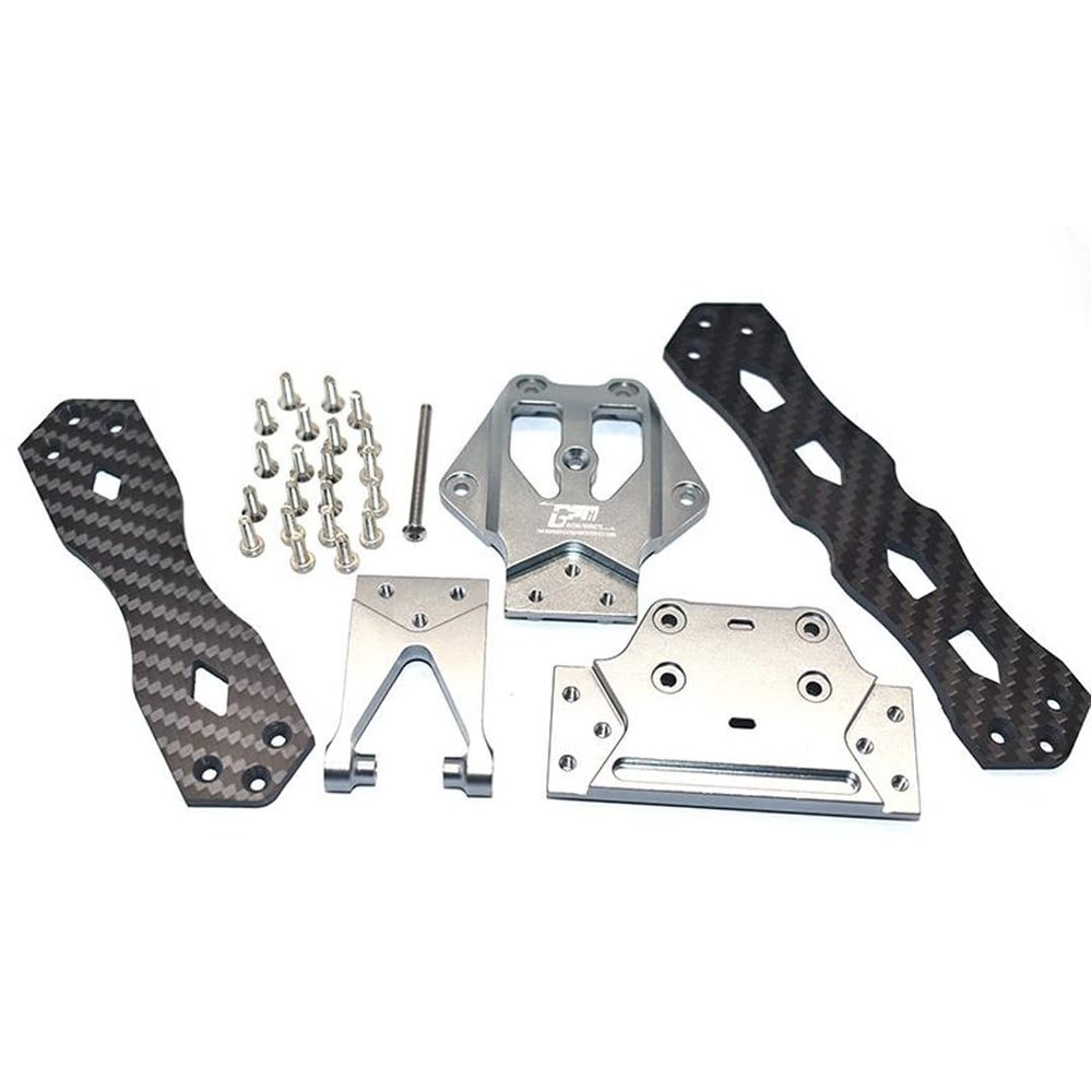 GPM Aluminum Alloy + Carbon Fiber Sub Chassis Grey : Losi 1/10 Lasernut U4