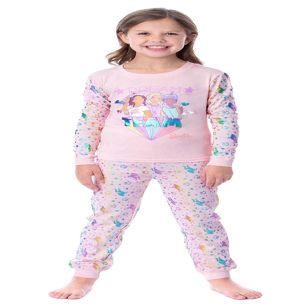 INTIMO Mattel Girls' Barbie Dream Team Unicorn Best Friend Sleep Pajama Set (4)