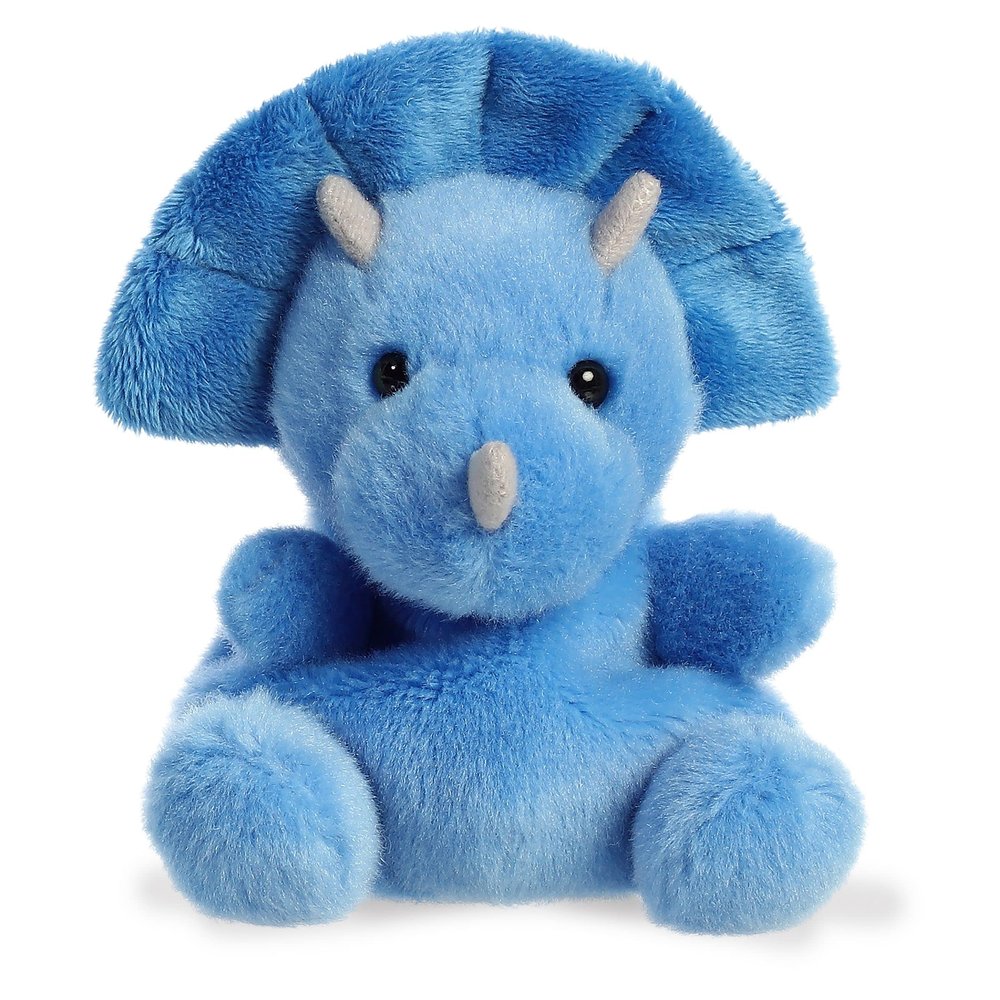 Aurora Adorable Palm Pals Tank Triceratops Stuffed Animal - Fun Collectible Plush for Kids and Adult Collectors - Perfect for Decorating Rooms and Birthday Gifts - Blue 4 Inches