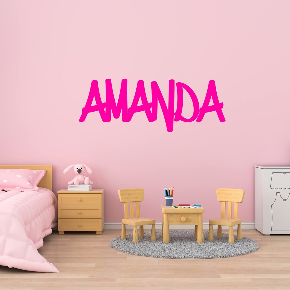 VWAQ Custom Graffiti Wall Decal Name Wall Sign - Personalized Kids Vinyl Art Decor Sticker Hip Hop Nursery Graphic - CSGN4 (16" Height, Hot Pink)