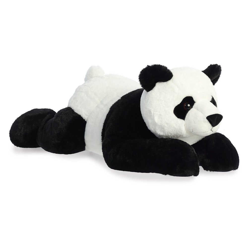 Aurora Snuggly Super Flopsie Panda Stuffed Animal - Large Size for Giant Cuddles - Perfect for Decorating Rooms and Birthday Gifts - Black 28 Inches