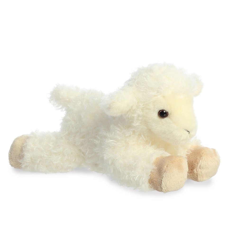 Aurora Adorable Mini Flopsie Luna Lamb Stuffed Animal - Mini Companions Ready for Playful Adventures - for Kids All Ages, Toddlers, Adults, and Families - White 8.5 Inches