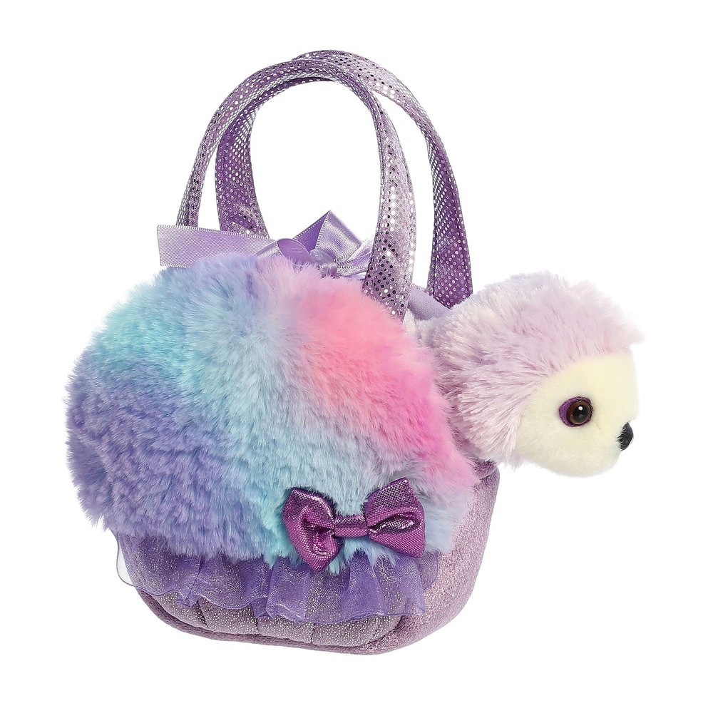 Aurora Fashionable Fancy Pals Sweets Rainbow Purple Stuffed Animal - Plush with Stylish Purse for Dress Up Fun - Perfect for Kids 3+ Years, Costumes, and Birthdays - Purple 5.5 Inches