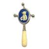 Victorian Style Teddy Bear Blue Cameo Baby Rattle with Carved Resin Handle view 1