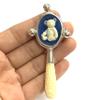 Victorian Style Teddy Bear Blue Cameo Baby Rattle with Carved Resin Handle view 3