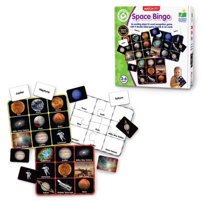 The Learning Journey: Match It! Bingo - Space - Reading Game for Preschool and Kindergarten 36 Picture Word Cards,Multi