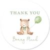 2"" Round Bear Balloon Baby Shower Thank You Beary Much Favor Stickers - Set of 40 (Green Balloon) view 1