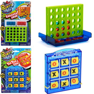 JA-RU Portable Tic Tac Toe & 4 in a Row Game (2 Toys in 1 Pack) Classic Retro Board Games | Mini Tic Tac Toe Party Favors for Kids & Indoor Recess Games for Classroom. 3256-3253s