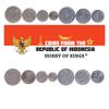 7 Coins from Indonesia | Indonesian Coin Set Collection 1 2 5 10 25 50 100 Rupiah | Circulated 1970-1978 | Cotton stalks | White-Browed fantail | Black Drongo | Victoria Crowned Pigeon view 2