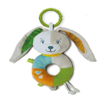 Clementoni - 17682 - Lovely Bunny Soft Rattle - Toddler Plush Toy, Early Years Toys, Infant Toys, New Born Soft Toys Gift, 100% Washable