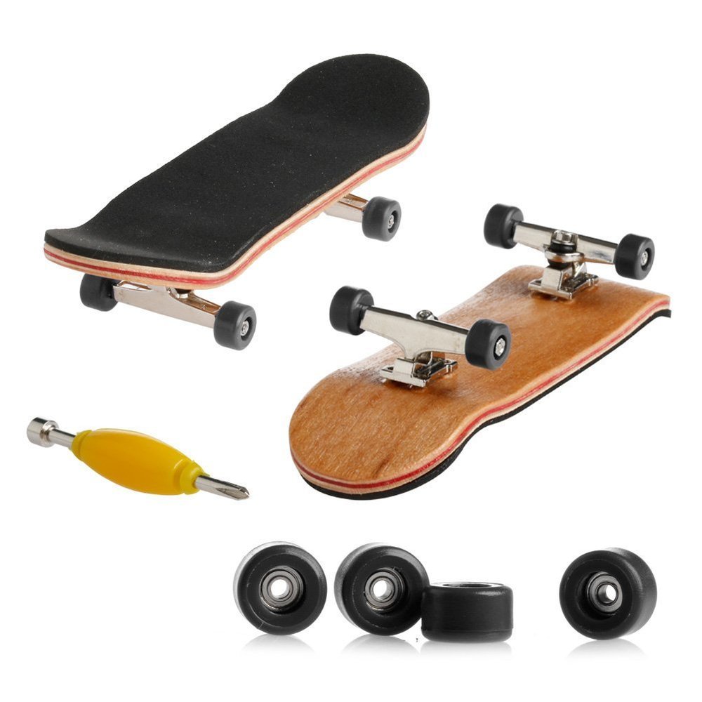 Lottoyday 1 Pack Professional Mini Maple Wooden Fingerboards, Finger Skateboard Toy Set for Kids (Black)