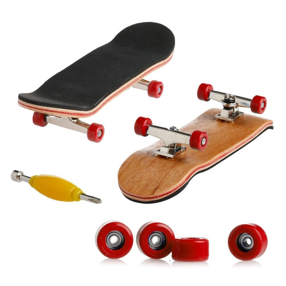 Lottoyday 1 Pack Professional Mini Maple Wooden Fingerboards, Finger Skateboard Toy Set for Kids (Red)