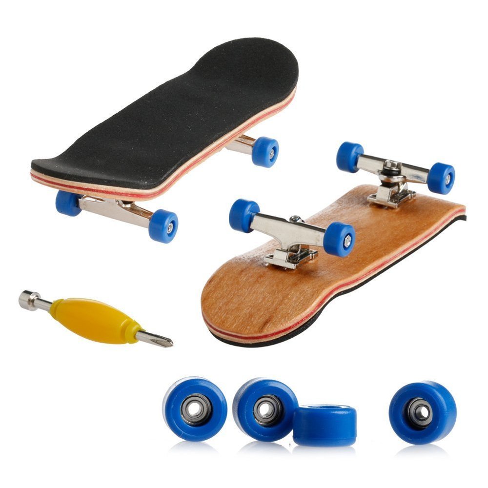 Lottoyday 1 Pack Professional Mini Maple Wooden Fingerboards, Finger Skateboard Toy Set for Kids (Deep Bule)