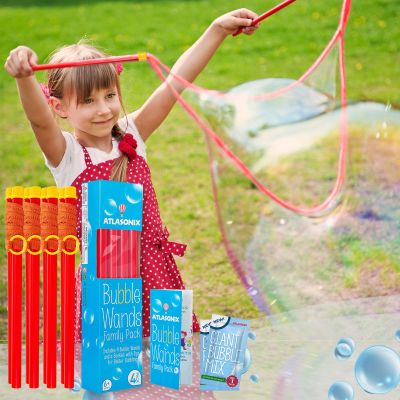 Giant Bubble Wand - Bubble Wands, Bubbles for Kids, Big Bubble Wand Huge Rope, 4 Pack Giant Bubble Wands + Bubble Solution Powder  Makes 2 Gallons, Outdoor Summer Fun