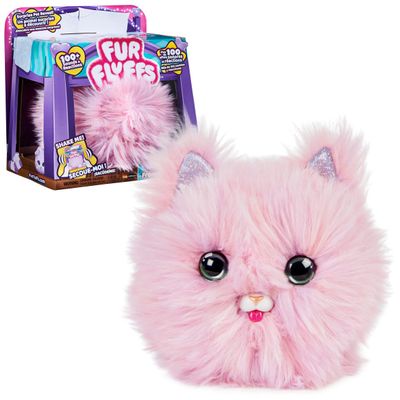 Furfluffs Kitten Interactive Pet Transforms Your Hairball into Adorable Pink Kitten - 100 Sounds and Reactions - Soft Plush Toy for Children 5 Years and Above
