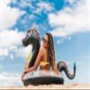 PoolCandy Inflatable 42" inch Animal Pool Tubes and Swim Rings (Black Dragon Glitter Filled Inflatable 42" inch Animal Pool Tube) view 3