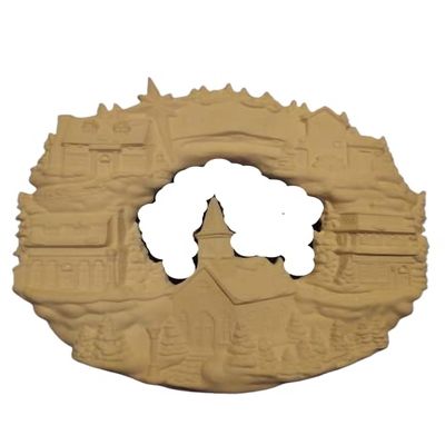 16" Christmas Village Wreath Ready to Paint Ceramic Bisque