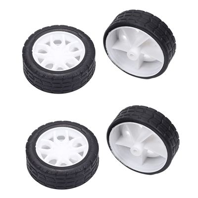 Bettomshin 4Pcs 32mm Dia 2 Inner Hole Dia 8mm Thick Plastic RC Car Wheel White and Black