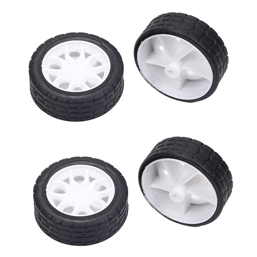 Bettomshin 4Pcs 32mm Dia 2 Inner Hole Dia 8mm Thick Plastic RC Car Wheel White and Black